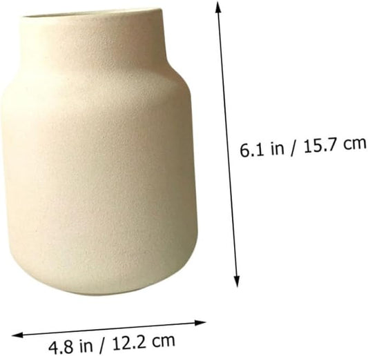 Wide Mouth Frosted Ceramic Flower Vase Delicate Home Decor Flower Holder for Living and Office Creative Household Plant Container White Matte Finish Artistic Centerpiece