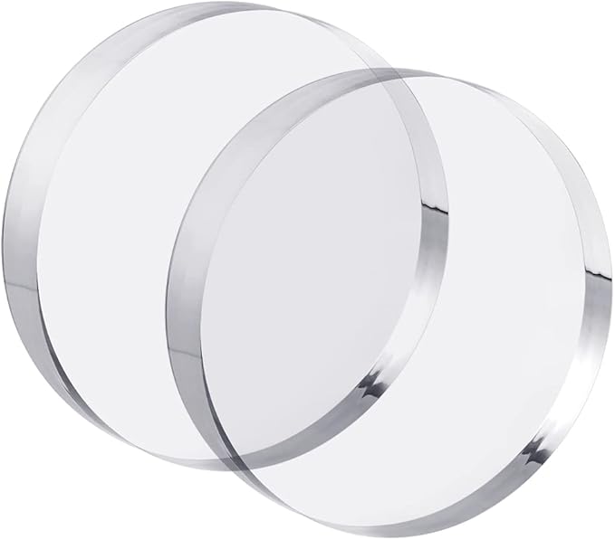 CiaoHER 1in Thickness 5in Diameter Acrylic Disc Display Block Clear Polished Round Pedestal Stand Riser 5" x 5" x 1", 2 Pack