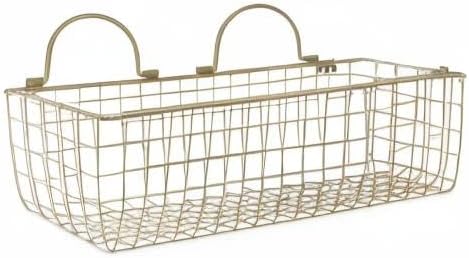 DII Farmhouse Vintage Decor, Wire Wall Basket, Assorted, Gold, 2 Piece