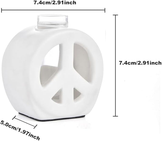 ORGJ Propagation Vase for Plants with Glass Tubes - Dual Function Ceramic Hydroponic Planter & Reed Diffuser, Peace Design Propagation Station