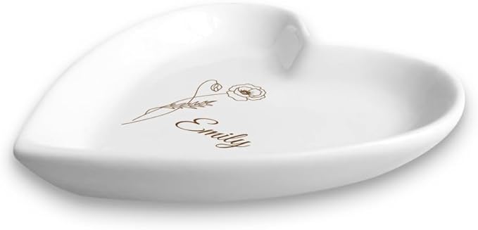 Customized Trinket Tray Dish - Ceramic Jewelry Dish for Rings, Earrings, Bracelets (Weddings, Bridesmaids, Personalized Gifts)