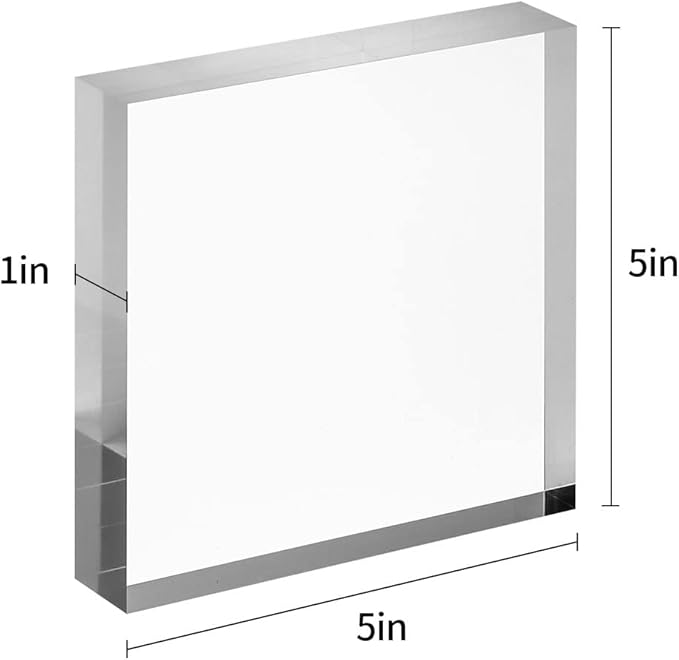 CiaoHER 1in Thickness 5in Square Acrylic Cube Display Block Clear Polished Pedestal Stand Riser Solid Base 5" x 5" x 1", 2 Pack