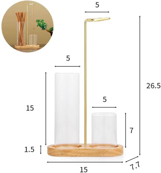 3-in-1 Incense Holder for Sticks with Enlarged Ash Catcher, Anti-Scatter Glass Tray for a Serene Home, Yoga, or Spa, Includes Dedicated Cone Holder and Brush(Not Included Incense Sticks)