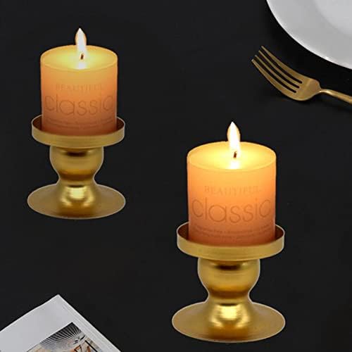 Gold Votive Candle Holders Brass Candlestick Holders Vintage Φ6cm/2.36in Pillar Candle Holder Tealight Holder for Table Centerpiece Wedding Christmas Birthday Party Decoration
