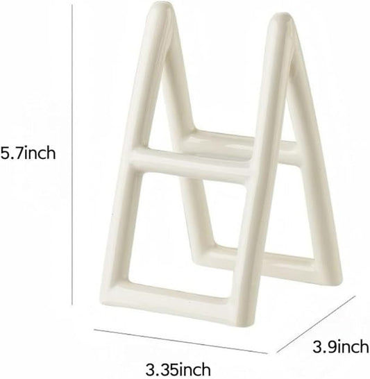 Handmade Ceramic Holder Stand for Toothbrushes, Makeup Brushes, and Pens - Minimalist Design for Bathroom Vanity and Countertops Decor (White)