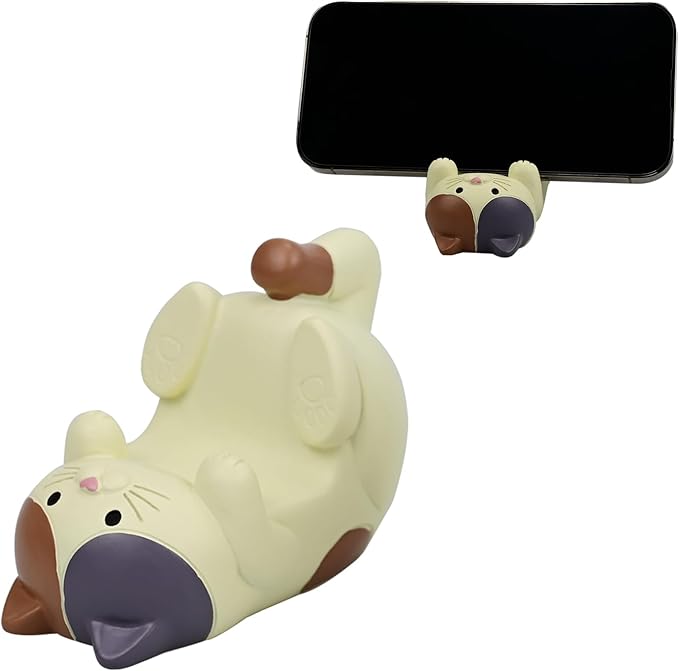 Cat-Shaped Phone Stand Animal Resin Gifts for Cat Lovers, Home & Office Fashion Accessories(White)