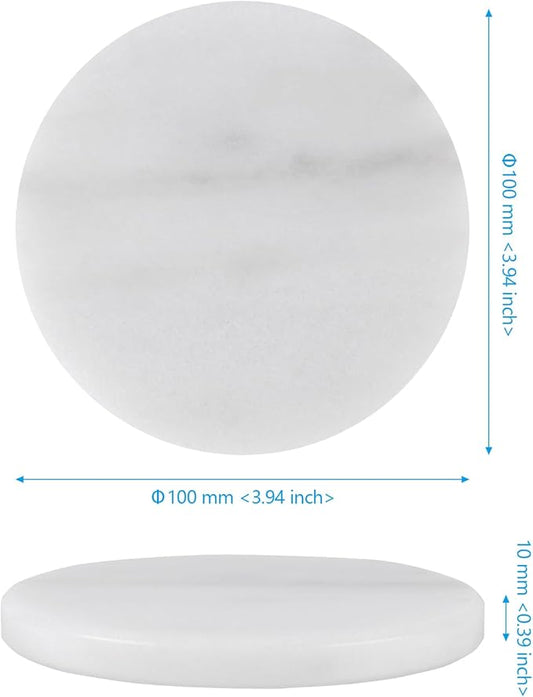 Natural White Marble Coasters Set of 8,4 Inch Round Drink Coasters with Non-Slip Feet,Heat Resistant Coaster for Home Decor and Coffee Table
