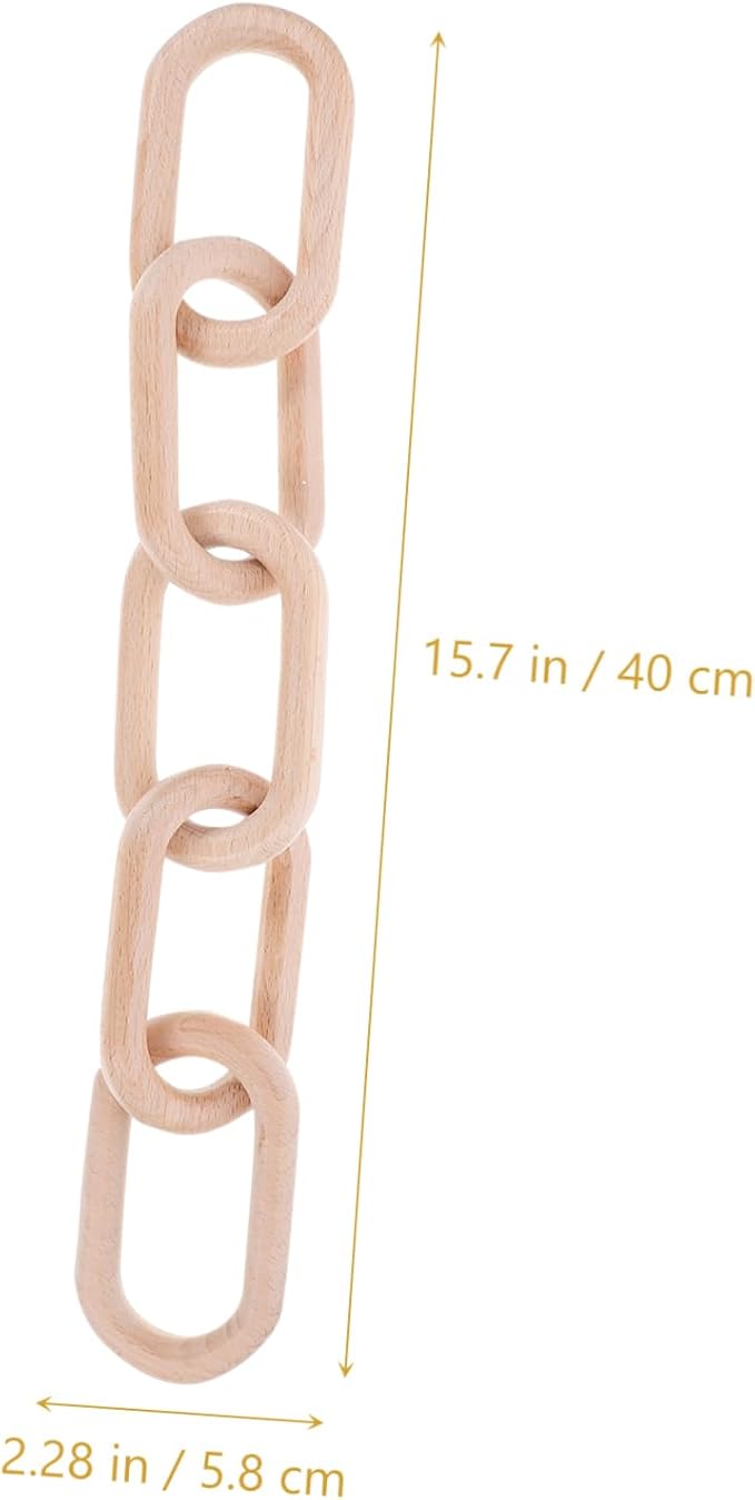 SHINEOFI Wood Chain Link Decor Minimalist Ornament for Decoration Rustic Pine Design for Shelves and Dining Tables Unique Interlocking Knot Style