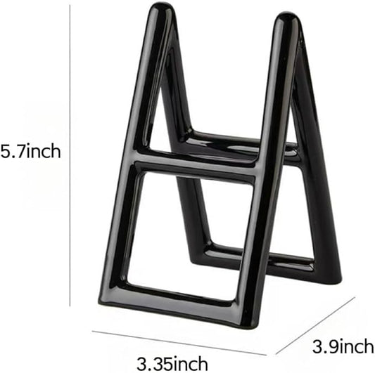 Handmade Ceramic Holder Stand for Toothbrushes, Makeup Brushes, and Pens - Minimalist Design for Bathroom Vanity and Countertops Decor (Black)