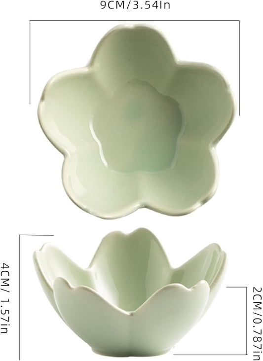 Floral Ceramic Jewelry Tray - 3.5" Elegant Ring Holder Dish & Trinket Bowl for Vanity Dresser Decor (green)