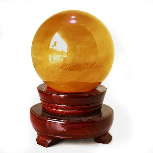 4 inch Natural Citrine Crystal Sphere Ball Feng Shui Ornament+Stand and One Free Bracelet (2.5inch|(65mm))
