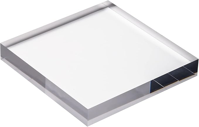 CiaoHER 1in Thickness 7in Square Acrylic Cube Display Block Clear Polished Pedestal Stand Riser Solid Base 7" x 7" x 1", 1 Pack