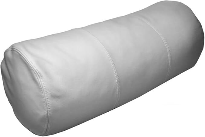 Genuine Leather Bolster Cylinder Pillow Cover Case for Lumbar Throw Couch Pillows - Modern Farmhouse Decorative Sofa Thick & Soft Cushion Covers (White, 6" x 18")
