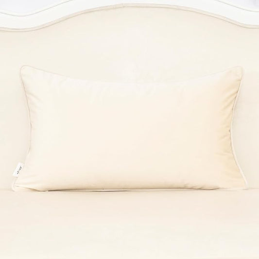 Alerfa Beige Floral Throw Pillow Cover 12 x 20 Inch Cut Velvet Rectange Luxury Decorative Lumbar Pillow Cover for Couch Living Room Bedroom