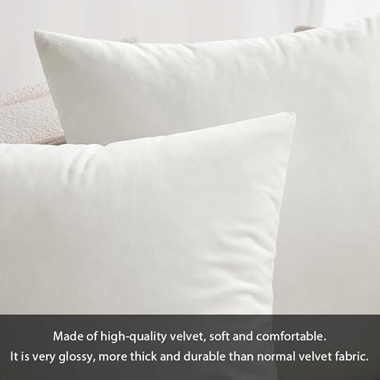 MIULEE Velvet Throw Pillow Covers 12x20 Inch, Pack of 2 - Pure White, Soft Solid Lumbar Decorative Pillow Covers Modern Luxury Home Decor for Spring Couch Sofa Bedroom Livingroom