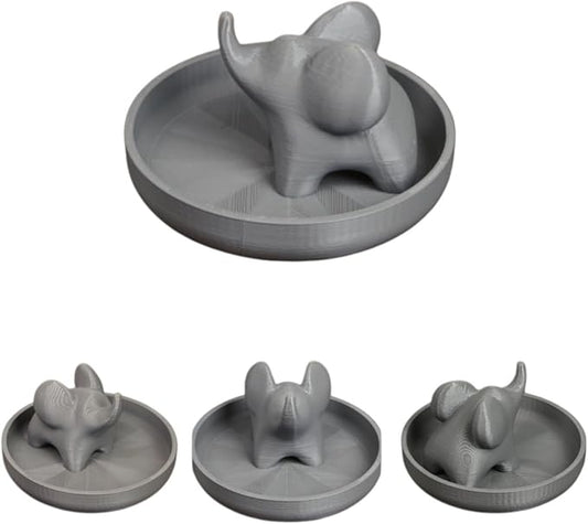 Marble Pattern Baby Elephant Ring Tray | 3D Printed Resin Desk Organizer & Jewelry Dish | Cute Home Decor for Women, Unique Gift for Her, Christmas, Birthday (Gray elephant)