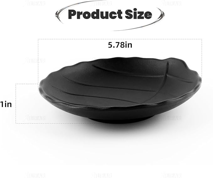 AUEAR, A5 Melamine Trinket Dish Decorative Jewelry Tray Ring Holder Organizer for Keys Food Safe Dishware Black (Leaf Style 1)