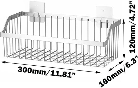SUS304 Stainless Steel Wire Basket, Hanging Wall Organizer Cabinet Storage Basket, Wall Mounted Shelves for Home Kitchen Bathroom, 2-Pack