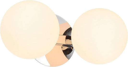 Bathroom Vanity Light Fixtures, Modern 2 Lights Globe Wall Sconce Lighting Chrome, Porch Wall Mount Light Fixture for Bathroom, Mirror Cabinets Hallway Stairs