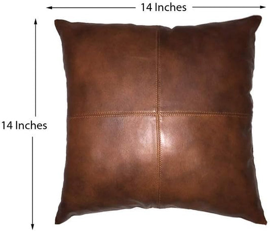 LL LEATHER LOVERS Lambskin Leather Pillow Cover - Sofa Cushion Case - Decorative Throw Covers for Living Room & Bedroom, 22x22 Inches - Tan Antique Pack of 1