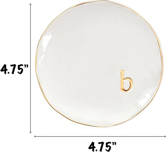 COLLECTIVE HOME - Ceramic Jewelry Tray, Decorative Trinket Dish for Rings Earrings Necklaces Bracelet Watch Keys, Birthday Mother's Day Christmas Gift for Women, 4.75", Glossy (b)