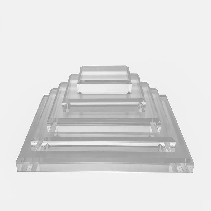 CiaoHER 1in Thickness Beveled Acrylic Square Display Block Clear Polished Pedestal Stand Riser (6x6, 1pack)