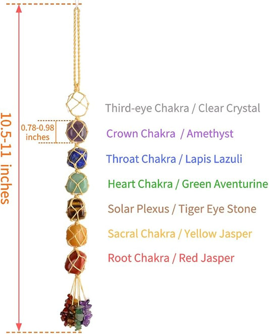 7 Chakra Healing Crystals Good Luck Indoor Home Wall Decoration Car Hanging Ornament Feng Shui Ornament Car Window Decoration Christmas Trees Ornament