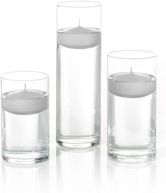 yummi Set of 18 Floating Candles and Cylinder Vases - Light Gray