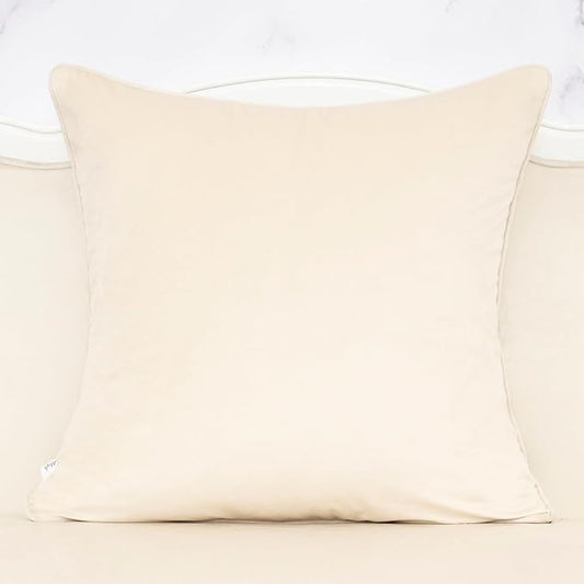 Alerfa Beige Floral Throw Pillow Cover 18 x 18 Inch Cut Velvet Sqaure Luxury Decorative Pillow Cover for Couch Living Room Bedroom