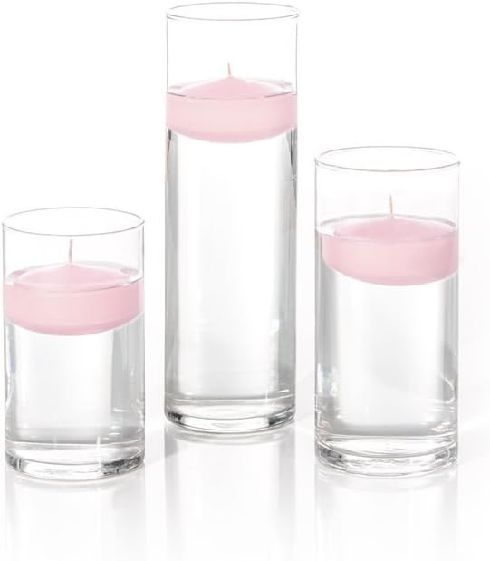 yummi Set of 18 Floating Candles and Cylinder Vases - Blush