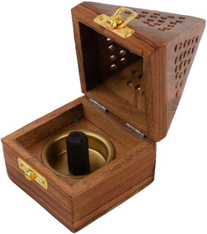 IBLAY Wooden Incense Holder Cone Dhoop Burner Holder 5" H