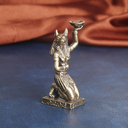 1Pcs Ancient Egyptian Anubis Statue Vintage Pure Brass Desktop Ornament with Sandalwood Candle Holder Creative Crafts for Home Decor