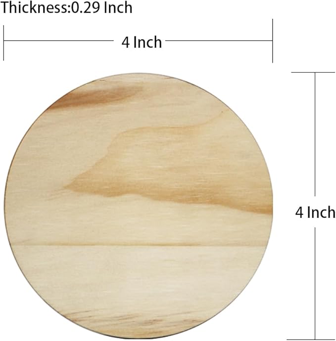 48 Pack Unfinished Wood Coasters,4 Inch Round Blank for Dinking Bar Coffee DIY Stained Painting Drawing Engraving Burning Laser Home Decoration,(48 Round)