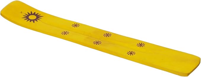 Hosley Yellow Wood Incense Burner 10" – Natural Wooden Ash Catcher for Meditation, Spa & Aromatherapy