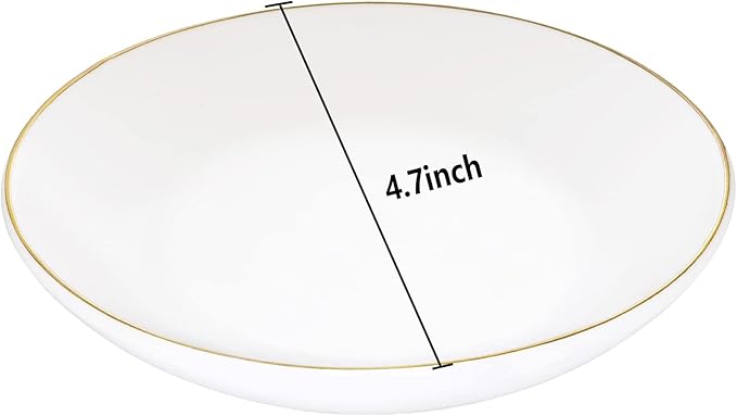 HANKOR 4.75" Ceramic Jewelry Tray, Small Ring Dish Holder Trinket Tray, Catch All Trays for Ring Earring Necklace Key, Christmas Gifts for Women Girls, White