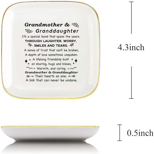 Grandma Jewelry Dish Ring Tray Plate,Unique Grandma Birthday Christmas Meaningful Gifts for Grandma from Grandchild - It’s A Special Bond