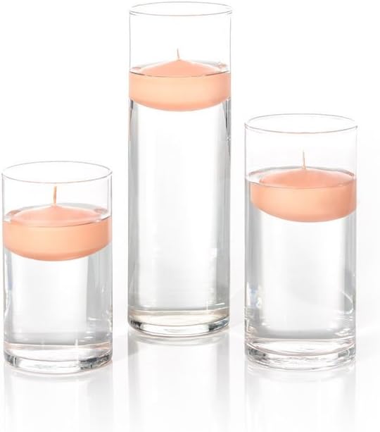 yummi Set of 18 Floating Candles and Cylinder Vases - Peach