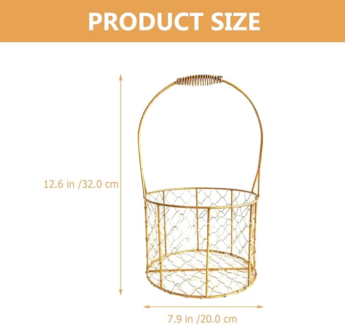 Decorative Iron Wire Fruit Basket with Handle Round Storage Basket for Wedding Decoration Floral Arrangements and Organizing Charming and Versatile Design
