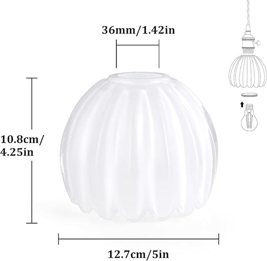 Tulip Lamp Shades Replacement, 5" Dia. * 4.25" H White Glass Sconce Shade Heavy and Thick for Wall Sconces Pendant Lights Ceiling Lights Chandelier, 1 Pack