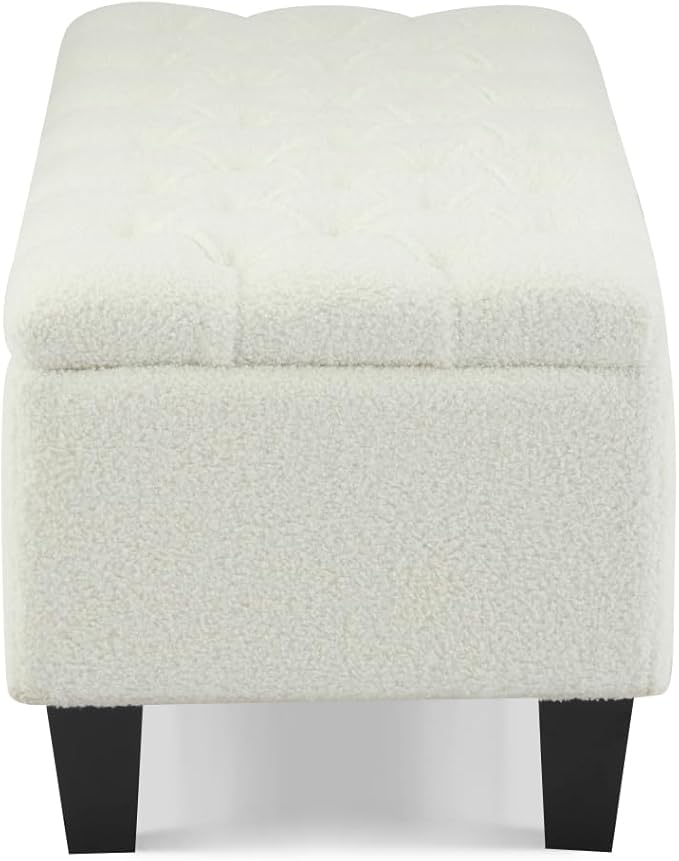 Ottoman Bench with Storage, Beige