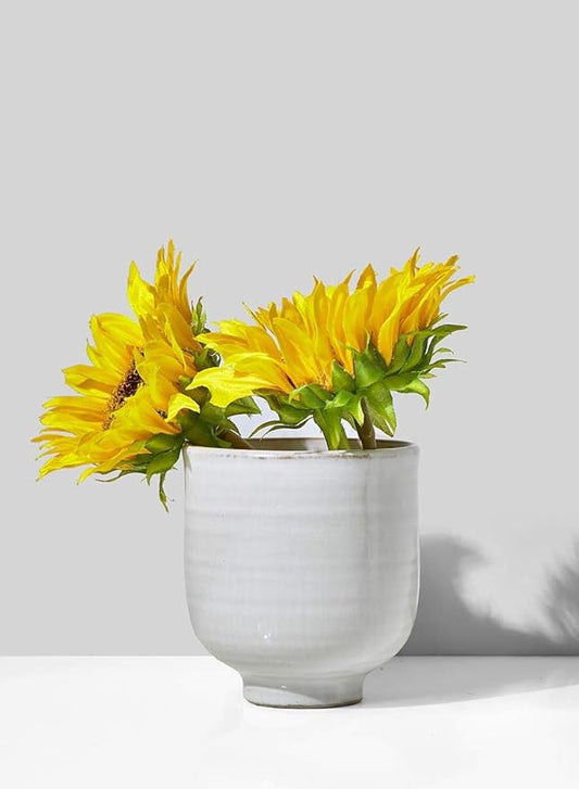 Serene Spaces Living Small Glazed Ceramic Pedestal Bowl, Set of 2- Centerpiece for Vintage Weddings, Events, Measures 4.25" Tall and 4" Diameter