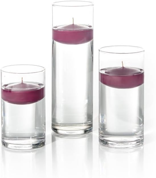 yummi Set of 18 Floating Candles and Cylinder Vases - Magenta