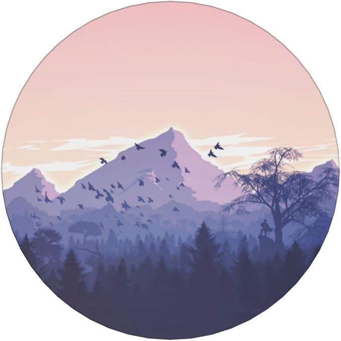 6 Pcs Ceramic Coasters with Holder Absorbent Drink Round Mountains Sunset Design for Home Table Coffee Cup Wine Beer Bar,Size 4.4 inches