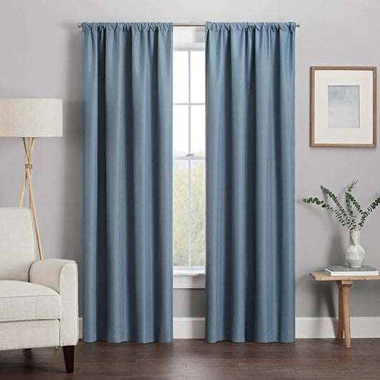 ECLIPSE Kendall Modern Blackout Thermal Rod Pocket Window Curtain for Bedroom or Living Room (1 Panel), 42" x 84", Slate