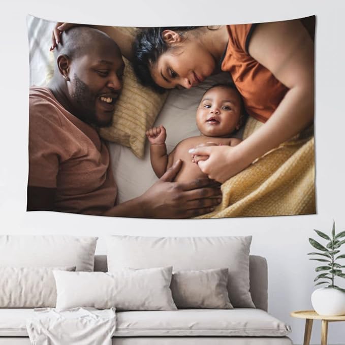 JINJUREN Custom Tapestry Upload Images Banners and Signs Customize For Bedroom 59 * 59 inch Square