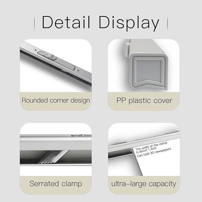 Aluminum Alloy Newspapers Holders for Office,Home,Newspaper Rack Can Hold 30 pages,Newspaper Hanger Holding Files on the Wall to Save the Space