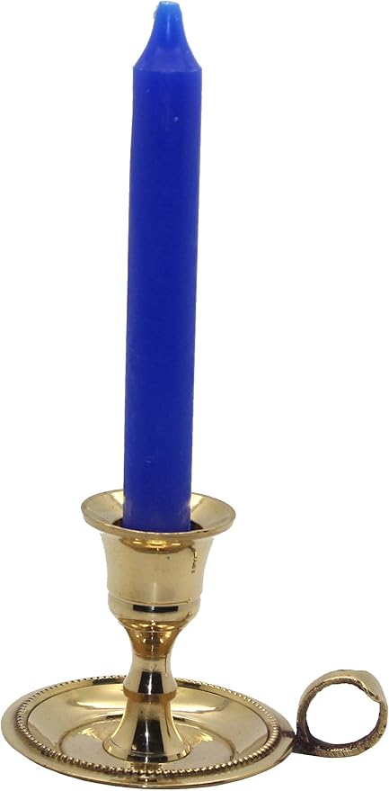 Govinda - Brass Chamberstick Tapered Candle Holder for Standard (7/8") Candles (Pack of 2)