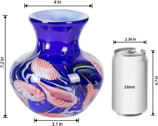 Glass Vases for Flower, Unique Hand Blown Purple Glass Vase, Modern Art Decorative for Home Living Room, Office, Table centerpieces, Bookshelves and Wedding Decorations (JG52)