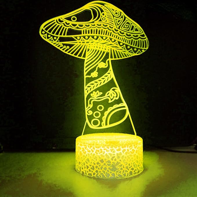 3D Mushroom Night Light led Lamp Illusion 16 Color Changing Table Desk Decoration Lamps Birthday Gift Acrylic Base USB Cable Toy