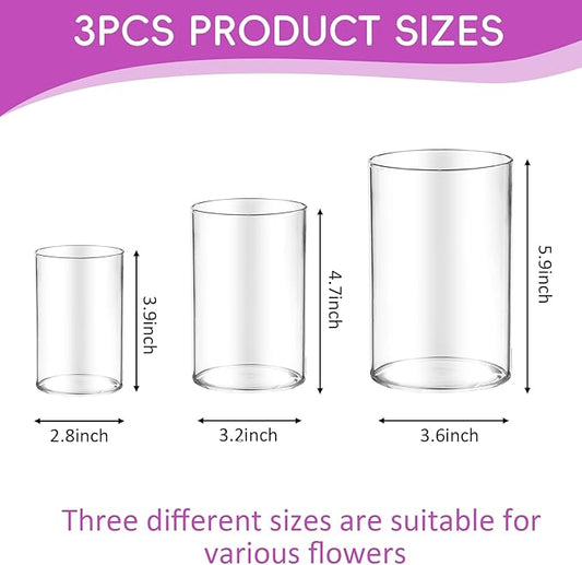 36pcs Glass Vase Cylinder for Centerpieces Small Flower Glass Clear Home Decor Centerpiece Table Flower Vase Decorations for Wedding&Holiday 4,4.7,6Inch Tall